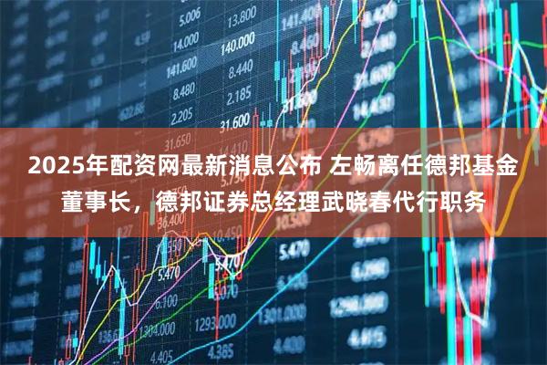2025年配资网最新消息公布 左畅离任德邦基金董事长，德邦证券总经理武晓春代行职务